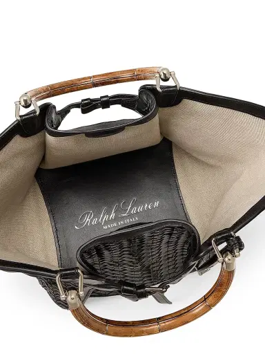 Ralph Lauren Collection Women's The Ralph Woven Leather Tote Bag - Black | Thumbnail 5