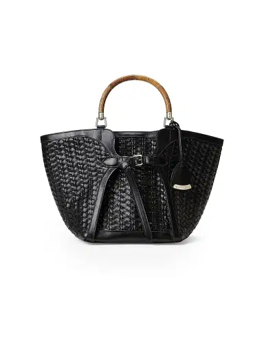 Ralph Lauren Collection Women's The Ralph Woven Leather Tote Bag - Black | Thumbnail 6