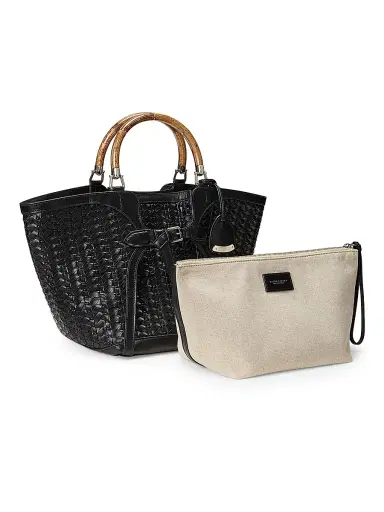 Ralph Lauren Collection Women's The Ralph Woven Leather Tote Bag - Black | Thumbnail 7
