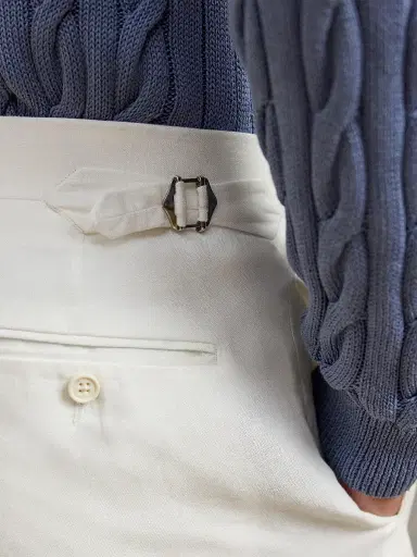 Ralph Lauren Purple Label Men's Gregory Hand-Tailored Linen Trousers - Optic White - Size 38 | Thumbnail 5