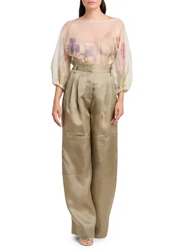 Alberta Ferretti Women's Pleated Silk Wide-Leg Pants | Thumbnail 2 Alberta Ferretti Women's Pleated Silk Wide-Leg Pants | Thumbnail 2