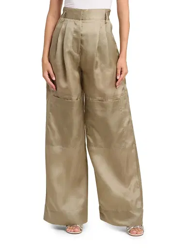 Alberta Ferretti Women's Pleated Silk Wide-Leg Pants | Thumbnail 3 Alberta Ferretti Women's Pleated Silk Wide-Leg Pants | Thumbnail 3