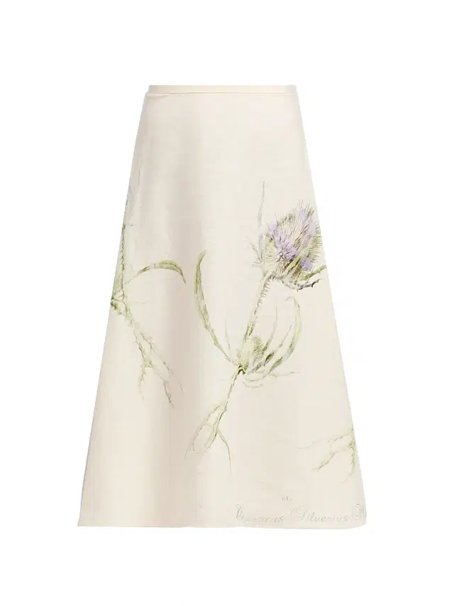 Alberta Ferretti Women's Floral Linen A-Line Midi-Skirt