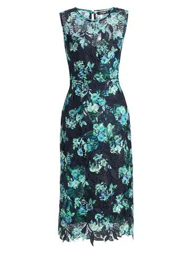Ungaro Women's Palmer Floral Lace Midi-Dress - Navy Multi - Size 12 | Thumbnail 1 Ungaro Women's Palmer Floral Lace Midi-Dress - Navy Multi - Size 12 | Thumbnail 1