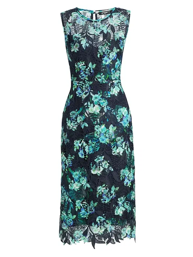 Ungaro Women's Palmer Floral Lace Midi-Dress - Navy Multi