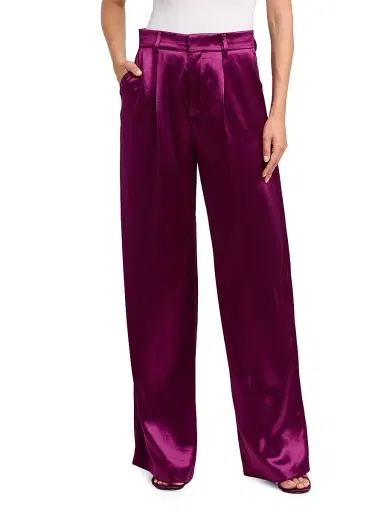 Alberta Ferretti Women's Satin Wide-Leg Pants - Violet - Size 2 | Thumbnail 3