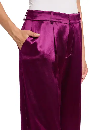 Alberta Ferretti Women's Satin Wide-Leg Pants - Violet - Size 2 | Thumbnail 6