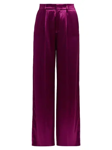 Alberta Ferretti Women's Satin Wide-Leg Pants - Violet - Size 2 | Thumbnail 1
