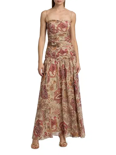 Ungaro Women's Gretchen Printed Cape Drop-Waist Dress - Beige Multi - Size 12 | Thumbnail 6