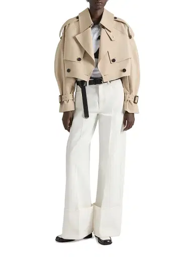 Givenchy Women's Cropped Trench Coat in Cotton - Beige Butter - Size 6 | Thumbnail 2