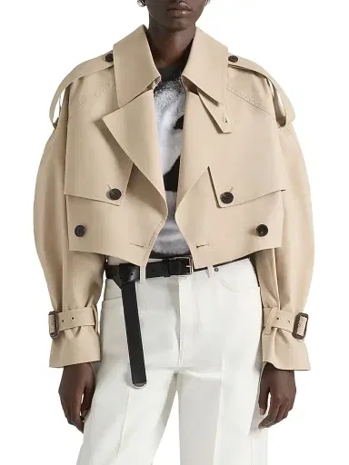 Givenchy Women's Cropped Trench Coat in Cotton - Beige Butter - Size 6 | Thumbnail 3