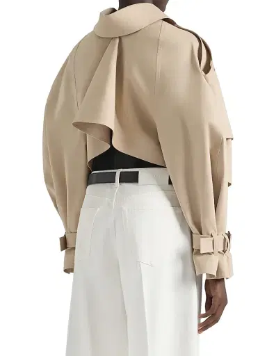 Givenchy Women's Cropped Trench Coat in Cotton - Beige Butter - Size 6 | Thumbnail 4