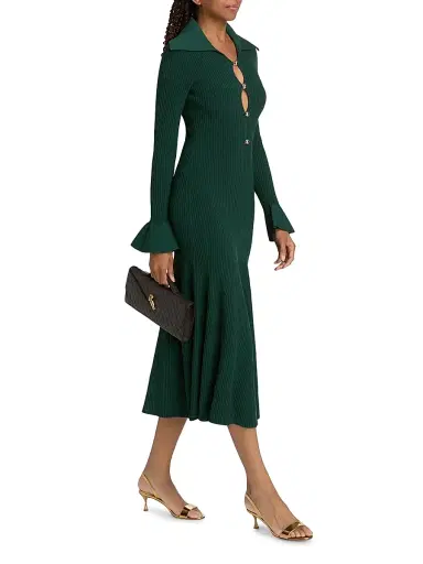 Self-Portrait Women's Rib-Knit A-Line Midi-Dress | Thumbnail 2 Self-Portrait Women's Rib-Knit A-Line Midi-Dress | Thumbnail 2