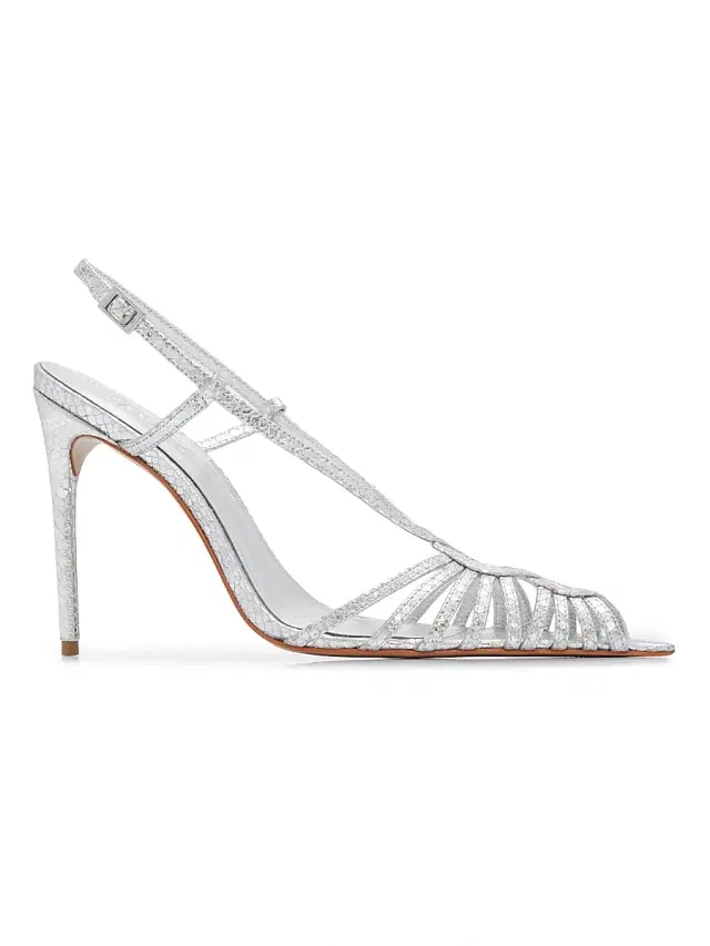 Schutz Women's Seraphine 110MM Snakeskin-Embossed Leather Peep-Toe Sandals - Silver