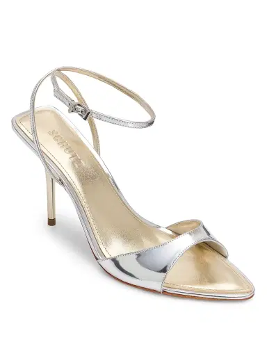 Schutz Women's Elodie 100MM Leather Sandals - Silver | Thumbnail 2