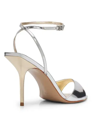 Schutz Women's Elodie 100MM Leather Sandals - Silver | Thumbnail 3