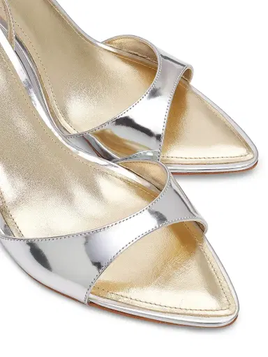 Schutz Women's Elodie 100MM Leather Sandals - Silver | Thumbnail 5
