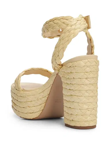 Schutz Women's Ayana 120MM Leather Platform Sandals - Palha Natural Nibs | Thumbnail 3