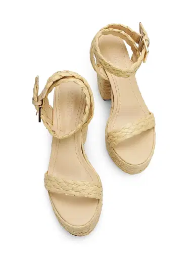 Schutz Women's Ayana 120MM Leather Platform Sandals - Palha Natural Nibs | Thumbnail 4