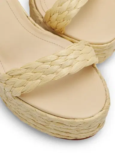 Schutz Women's Ayana 120MM Leather Platform Sandals - Palha Natural Nibs | Thumbnail 5