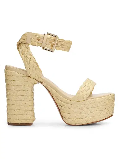 Schutz Women's Ayana 120MM Leather Platform Sandals - Palha Natural Nibs | Thumbnail 1