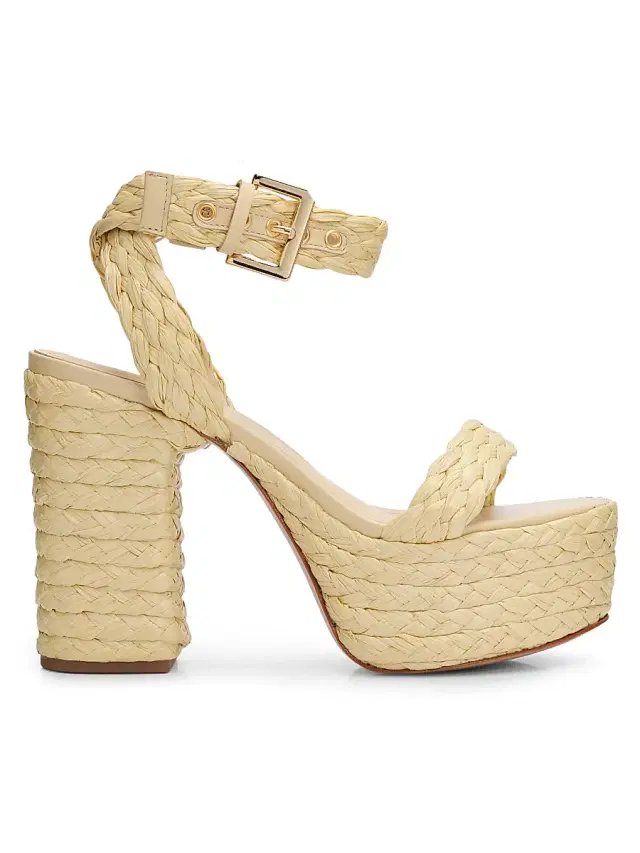 Schutz Women's Ayana 120MM Leather Platform Sandals - Palha Natural Nibs