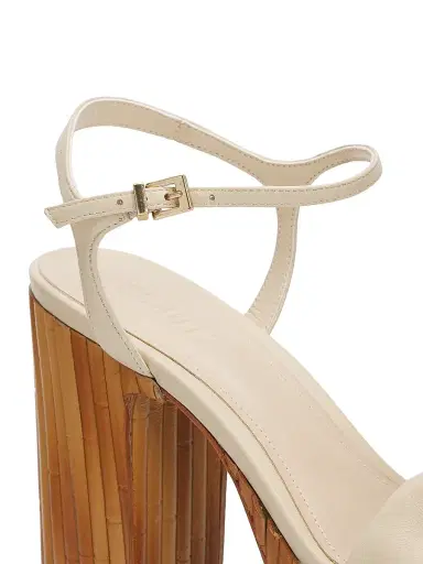 Schutz Women's Enola 120MM Leather Platform Sandals - Egg Shell | Thumbnail 5
