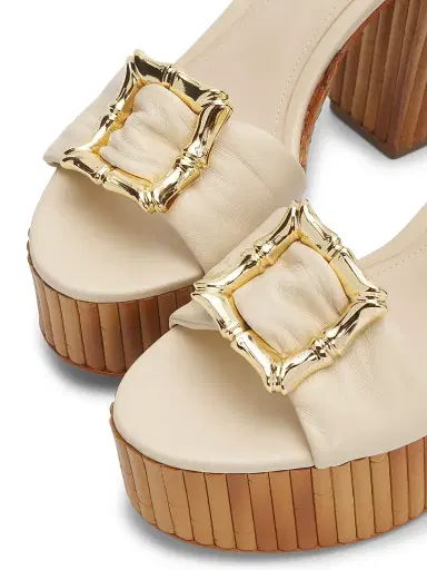 Schutz Women's Enola 120MM Leather Platform Sandals - Egg Shell | Thumbnail 6