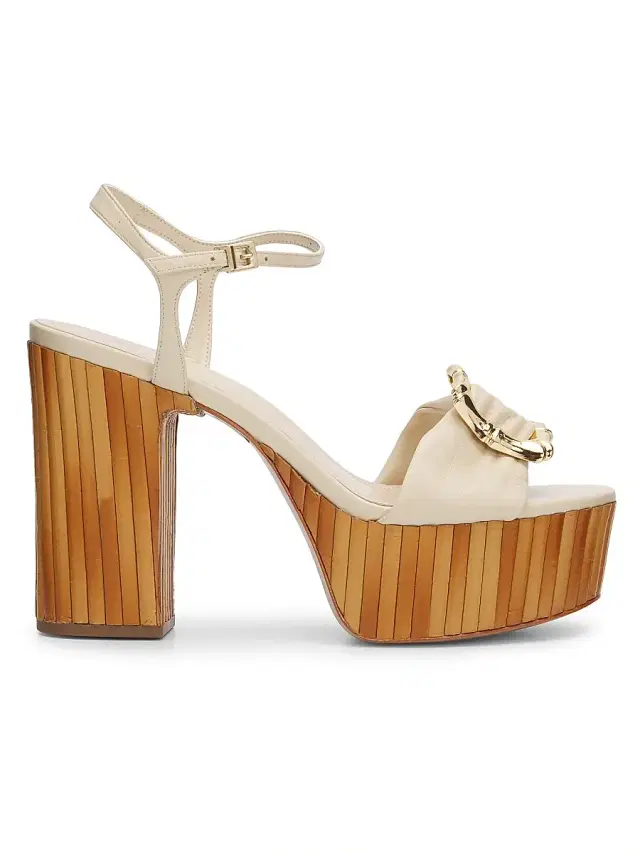 Schutz Women's Enola 120MM Leather Platform Sandals - Egg Shell