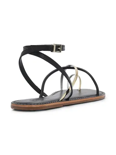 Schutz Women's Valeria Leather Sandals - Black | Thumbnail 3
