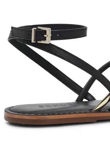 Schutz Women's Valeria Leather Sandals - Black | Thumbnail 5