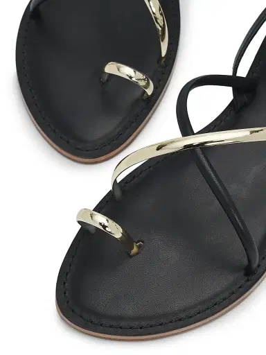 Schutz Women's Valeria Leather Sandals - Black | Thumbnail 6