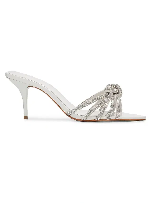Schutz Women's Pearline 75MM Crystal-Embellished Leather Mules - Cristal White