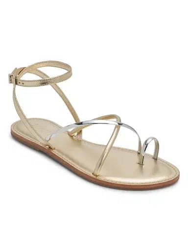 Schutz Women's Valeria Leather Flat Sandals - Prata Platina | Thumbnail 2
