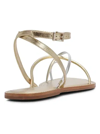 Schutz Women's Valeria Leather Flat Sandals - Prata Platina | Thumbnail 3