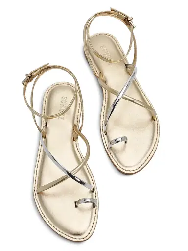 Schutz Women's Valeria Leather Flat Sandals - Prata Platina | Thumbnail 4
