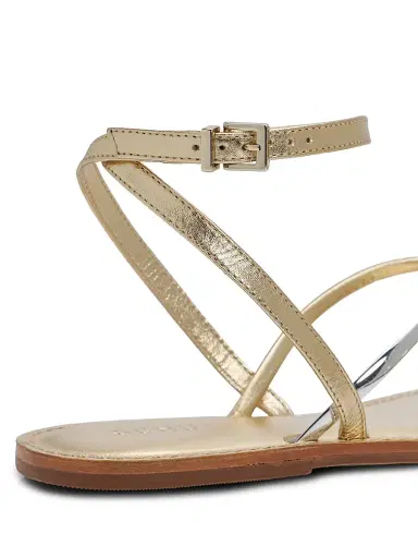 Schutz Women's Valeria Leather Flat Sandals - Prata Platina | Thumbnail 5