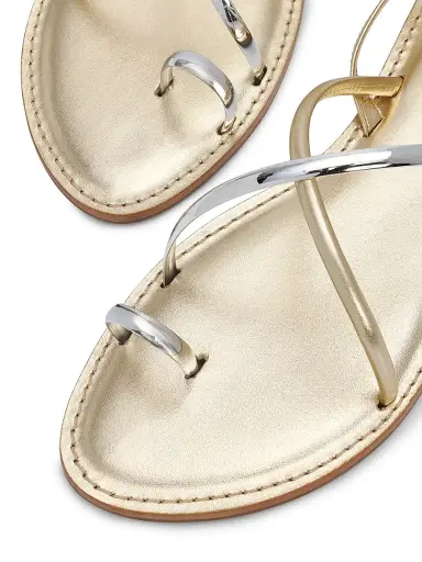Schutz Women's Valeria Leather Flat Sandals - Prata Platina | Thumbnail 6