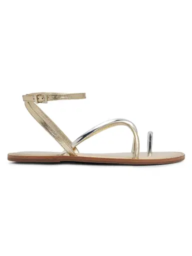 Schutz Women's Valeria Leather Flat Sandals - Prata Platina | Thumbnail 1