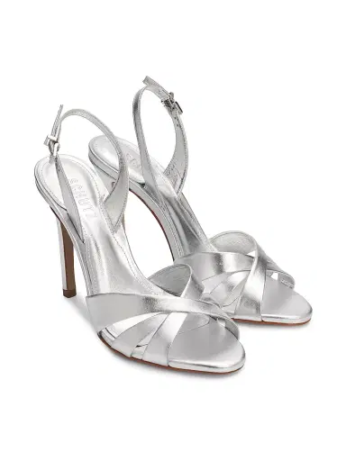 Schutz Women's Keefa 0MM Leather Sandals - Silver | Thumbnail 2