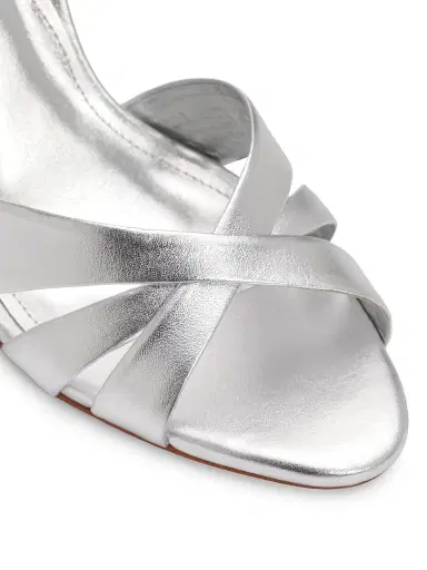 Schutz Women's Keefa 0MM Leather Sandals - Silver | Thumbnail 5