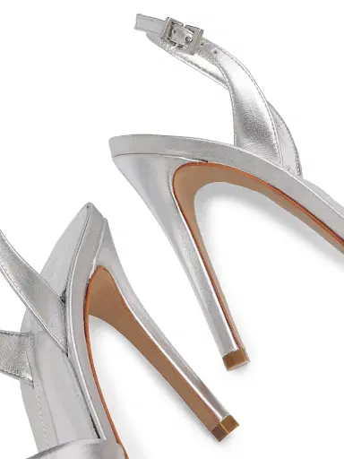 Schutz Women's Keefa 0MM Leather Sandals - Silver | Thumbnail 6