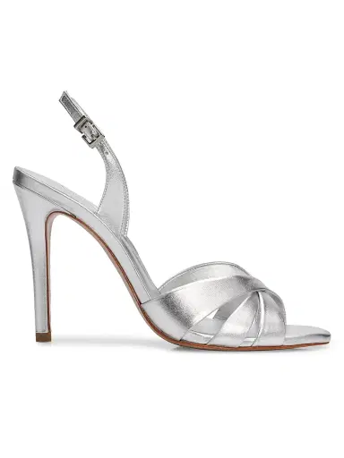Schutz Women's Keefa 0MM Leather Sandals - Silver | Thumbnail 1