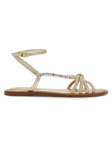 Schutz Women's Adele 25MM Leather Sandals - Platinum | Thumbnail 1