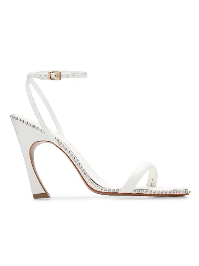 Schutz Women's Lexi 100MM Crystal-Trim Patent Leather Sandals - White