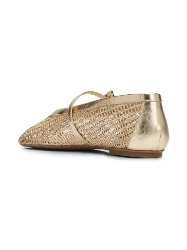 Schutz Women's Sylvie Woven Leather Ballet Flats - Palha Platina | Thumbnail 3