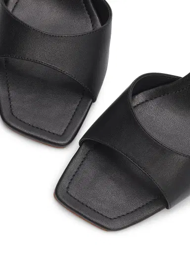 Schutz Women's Leena 75MM Bamboo-Heel Leather Mules - Black | Thumbnail 6 Schutz Women's Leena 75MM Bamboo-Heel Leather Mules - Black | Thumbnail 6
