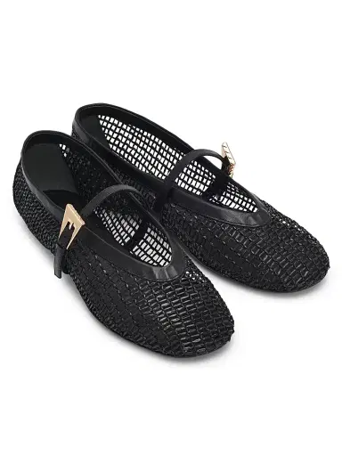 Schutz Women's Sylvie Woven Leather Ballerina Flats - Black | Thumbnail 2