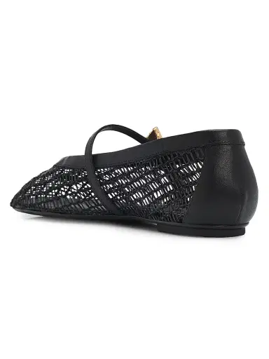 Schutz Women's Sylvie Woven Leather Ballerina Flats - Black | Thumbnail 3
