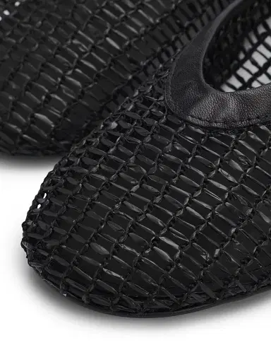 Schutz Women's Sylvie Woven Leather Ballerina Flats - Black | Thumbnail 6